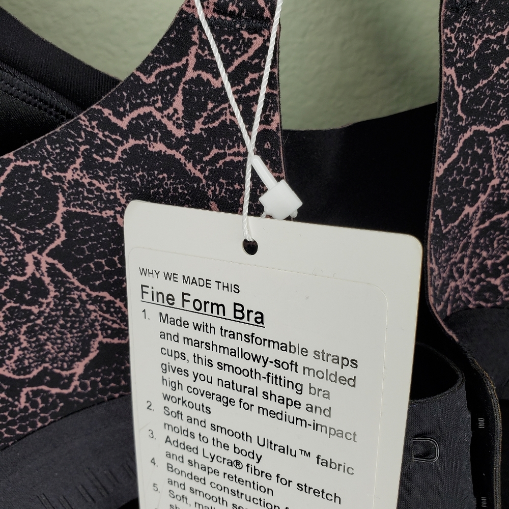 Nwt lululemon lacescape spanish rose black floral fine form bra size 32C 32E 38C - Picture 4 of 10